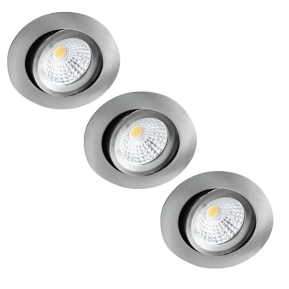 3er-PACK – LED's Light Pro LED Einbaustrahler Nickel – DimToWarm – Ø 68 mm – Schwenkbar – Warmweißes Licht – CRI95