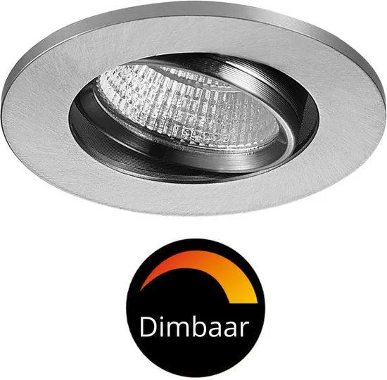 6er-PACK – LED's Light Pro LED Einbaustrahler Nickel – DimToWarm – Ø 68 mm – Schwenkbar – Warmweißes Licht – CRI95