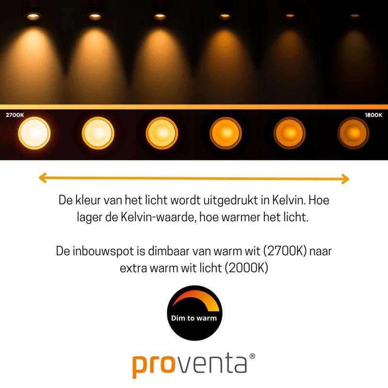 6er-PACK – LED's Light Pro LED Einbaustrahler Nickel – DimToWarm – Ø 68 mm – Schwenkbar – Warmweißes Licht – CRI95