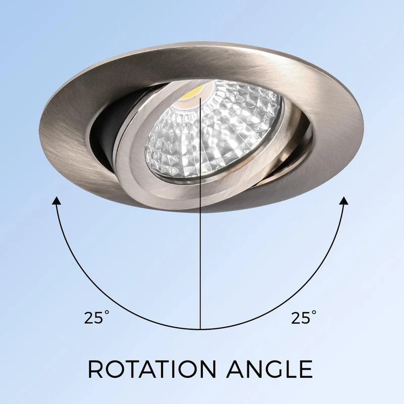 6er-PACK – LED's Light Pro LED Einbaustrahler Nickel – DimToWarm – Ø 68 mm – Schwenkbar – Warmweißes Licht – CRI95