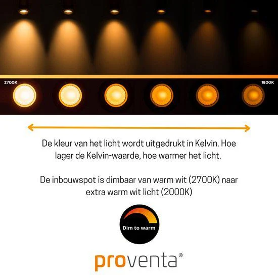 LED-Einbauspot schwarz 4,5W dimmbar warmweiß 68mm CRI95 IP44 - LED's Light Pro