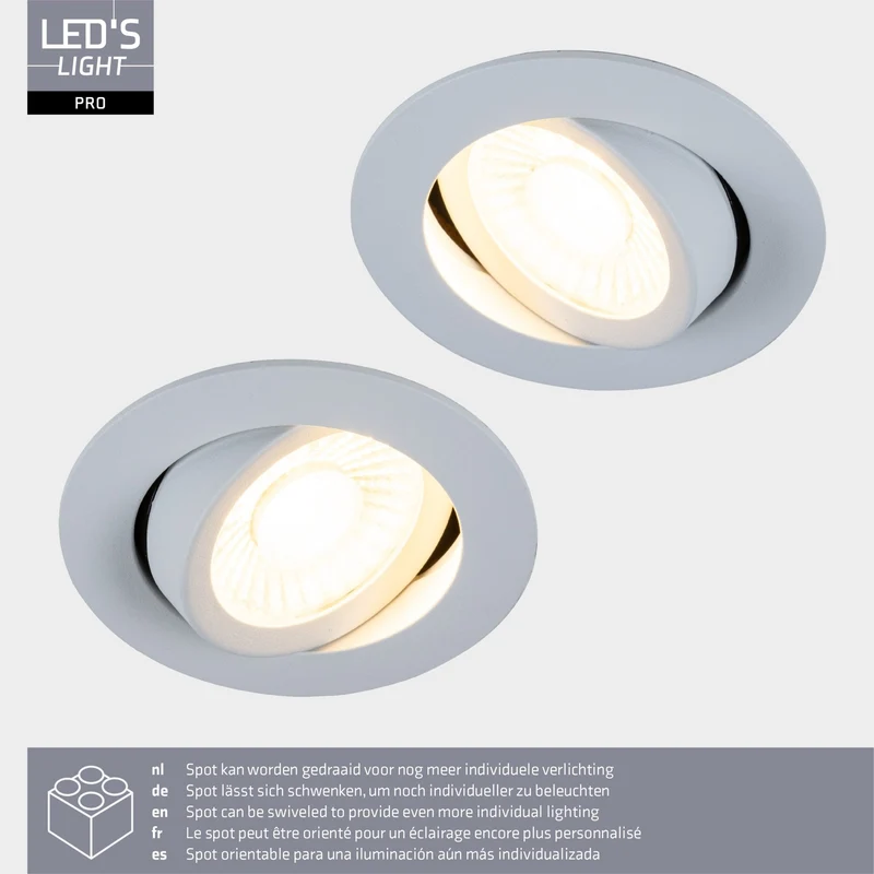 LED's Light PRO Downlight Einbaustrahler Ø 68mm - Spritzwassergeschützt - Dimmbar - Universal - Weiß
