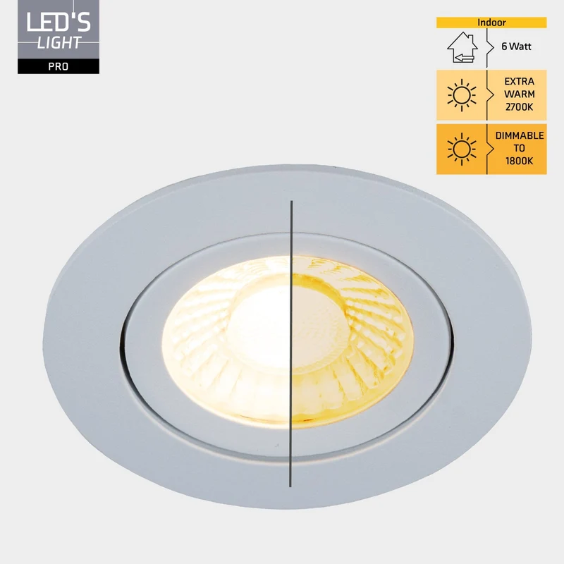 LED's Light PRO Downlight Einbaustrahler Ø 68mm - Spritzwassergeschützt - Dimmbar - Universal - Weiß