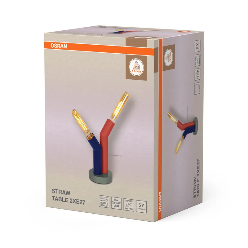 OSRAM DECOR Straw Tischleuchte, 2-flamming, E27, Multicolor