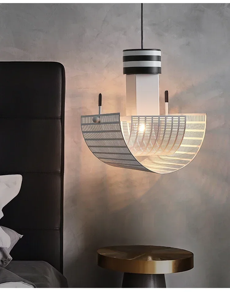 Moderne Schwarz-Weiß Pendelleuchte für Wohnzimmer – Zébrano