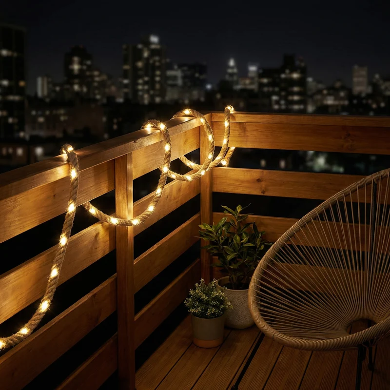 Solar-Lichterkette aus Hanfseil – Enchantelle