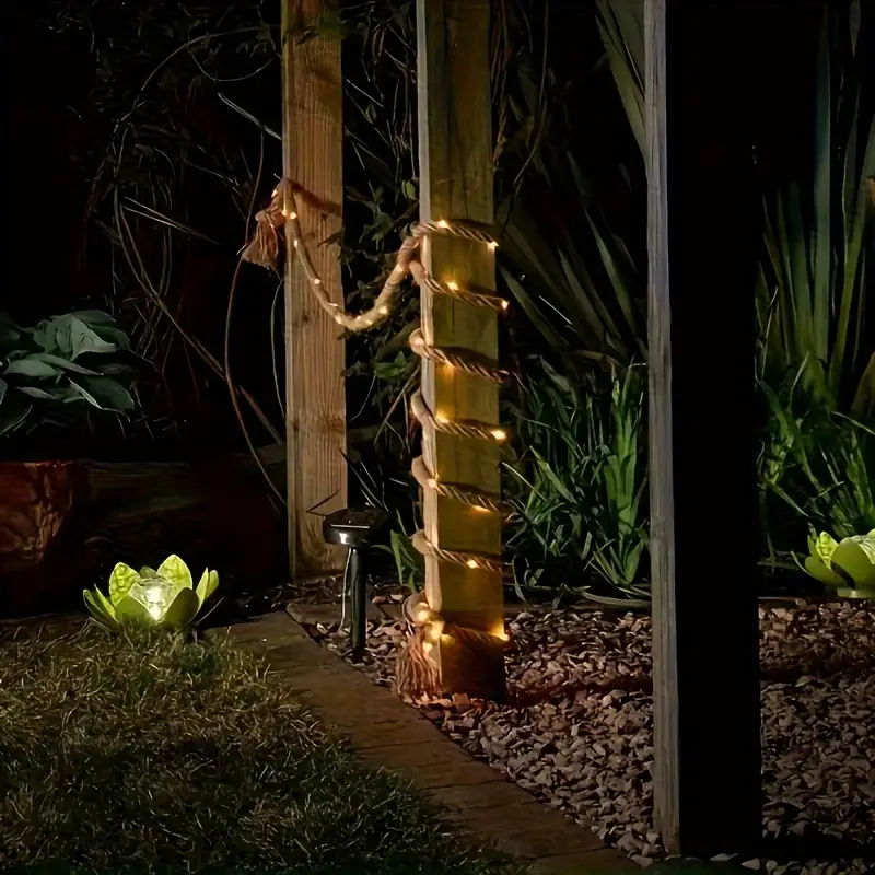 Solar-Lichterkette aus Hanfseil – Enchantelle
