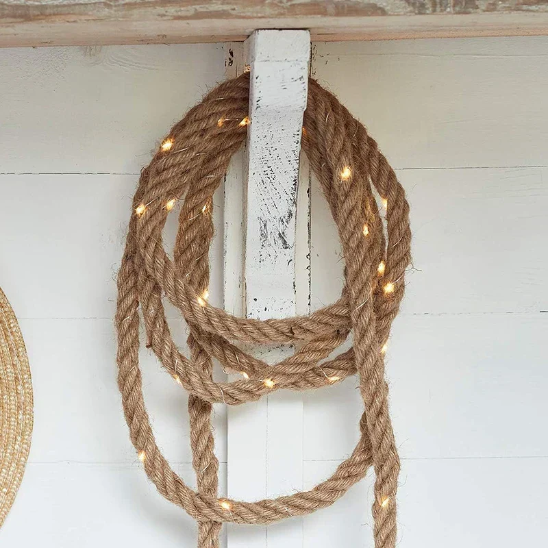 Solar-Lichterkette aus Hanfseil – Enchantelle