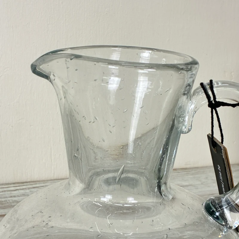 J-LINE Vase 21cm Glaskrug Transparent Bauchige Form Karaffe Glas Deko