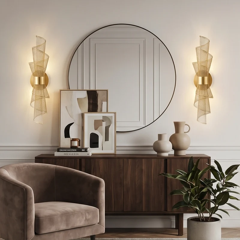 LED-Wandleuchte in Gold-Optik – Diceptia