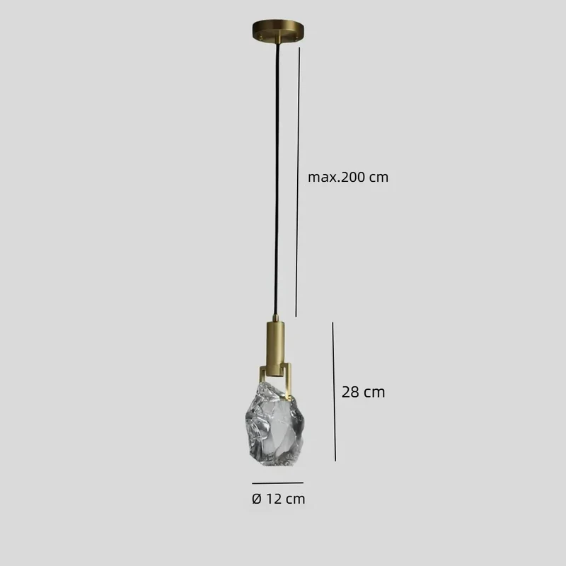 Kleine Pendelleuchte in Tropfenform aus Kristall für das Schlafzimmer