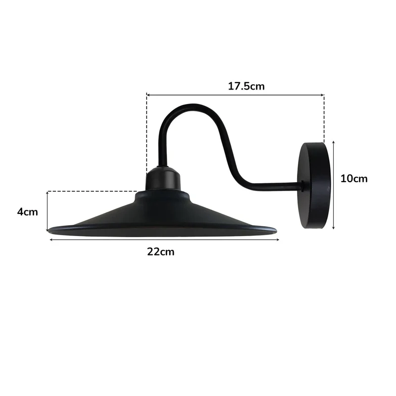 Vintage Wandleuchte Schwarz Industrial E27 Wandlampe~3414