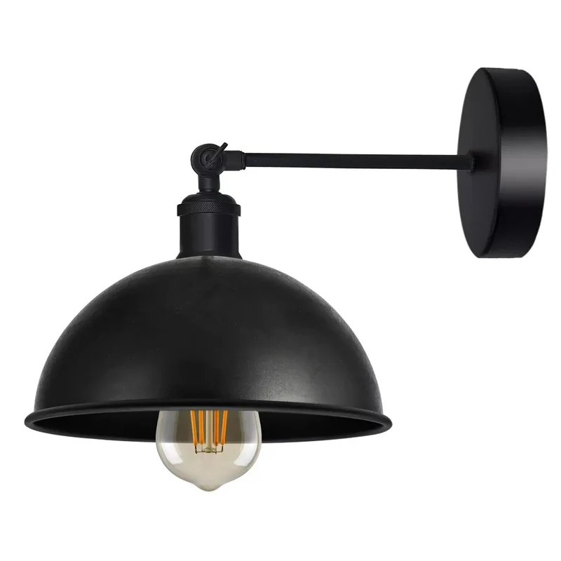 Vintage Wandleuchte Schwarz Industrial E27 Wandlampe~3414