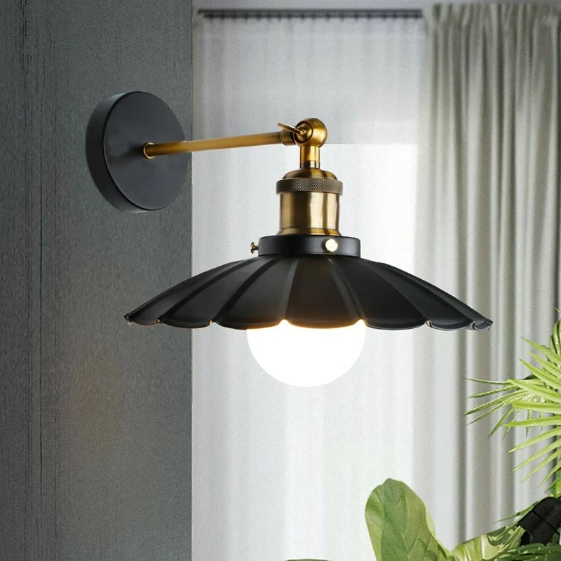 Vintage Wandleuchte Schwarz Industrial E27 Wandlampe~3414