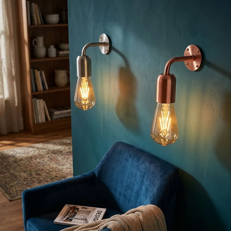 Vintage Wandleuchte mit E27 Fassung | Industrie Metall Wandlampe~3401