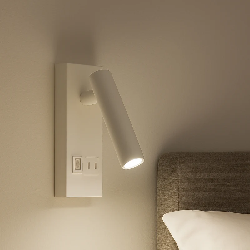 LED Wandleuchte - Nachttischlampe mit USB+C Anschluss und Schalter | Weiß | 2W | 140 Lumen | Nicht dimmbar