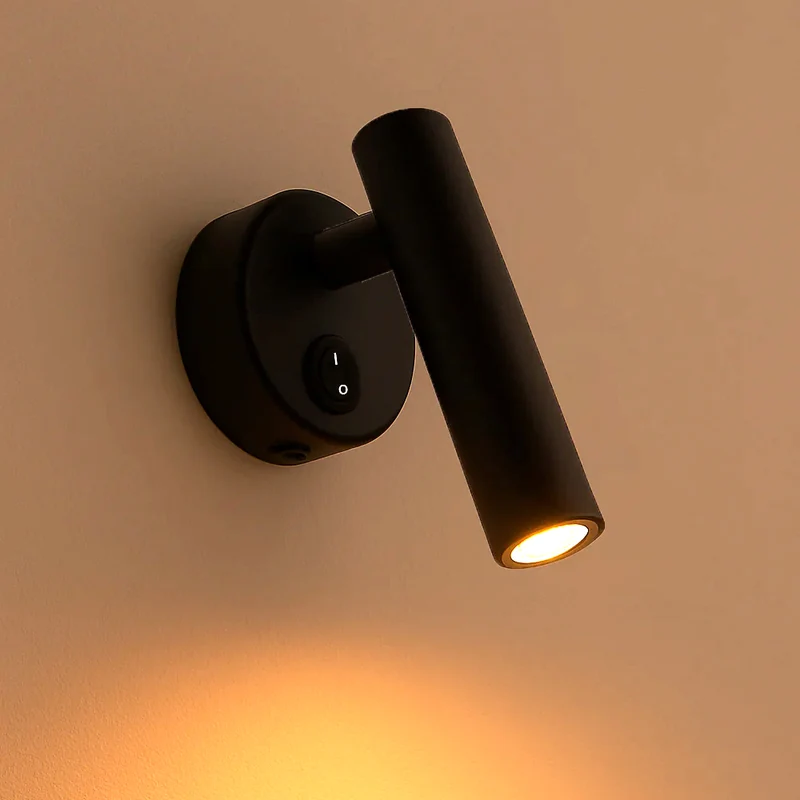 LED Wandleuchte - Nachttischlampe mit Schalter | Schwarz | 2W | 140 Lumen | Nicht dimmbar