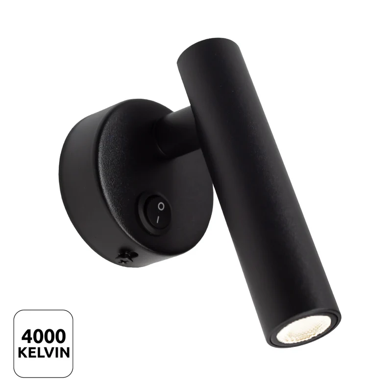 LED Wandleuchte - Nachttischlampe mit Schalter | Schwarz | 2W | 140 Lumen | Nicht dimmbar