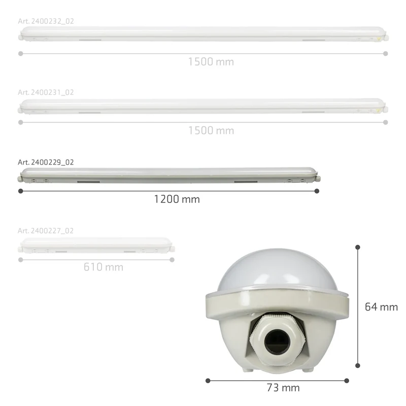 LED Feuchtraumleuchte mit Strip 120cm 29W 4640lm 4000K neutralweiß IP65 - LED's Light Pro