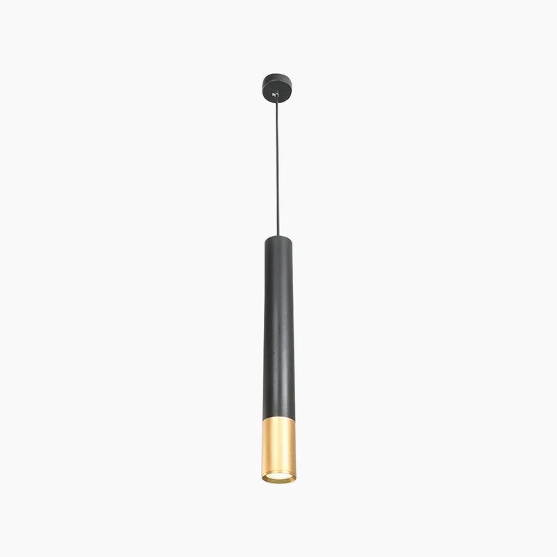 Pendant Light Minimalist Cylinder Tube, Black & Gold