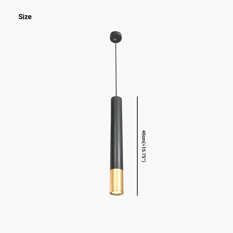 Pendant Light Minimalist Cylinder Tube, Black & Gold