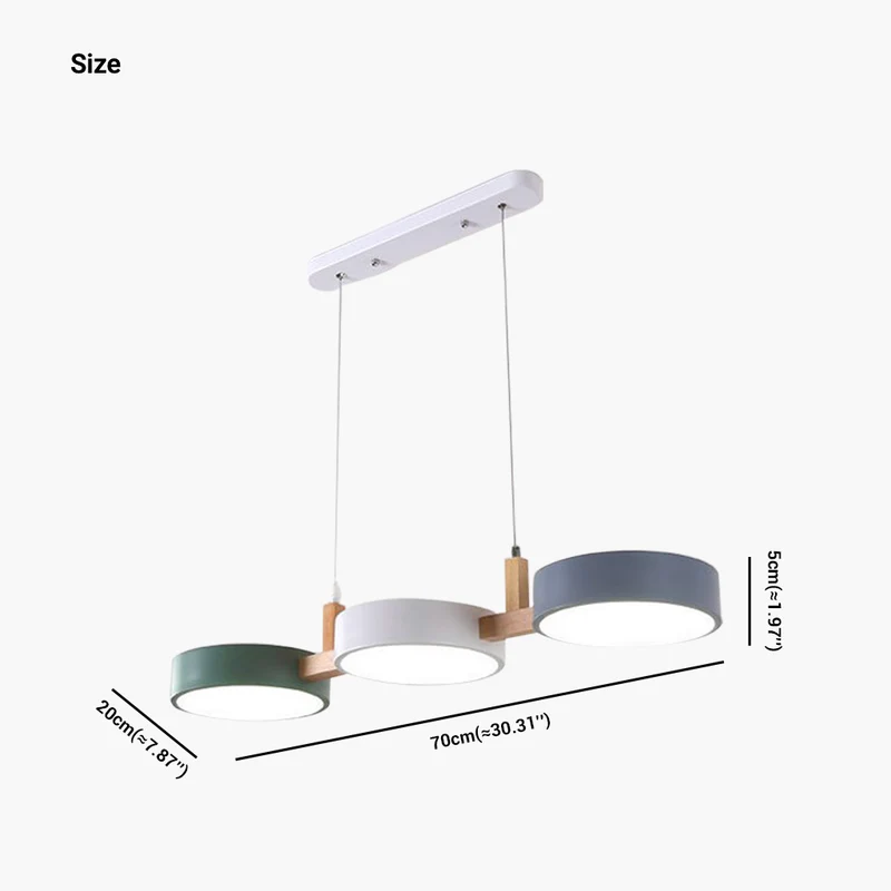 Pendant Light Nordic Macaron 3-Head LED, White/Colorful