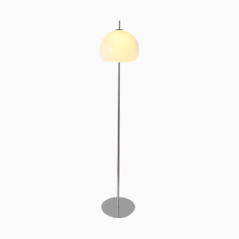 Floor Lamp Retro Bauhaus Mushroom Dome Glass, White / Orange