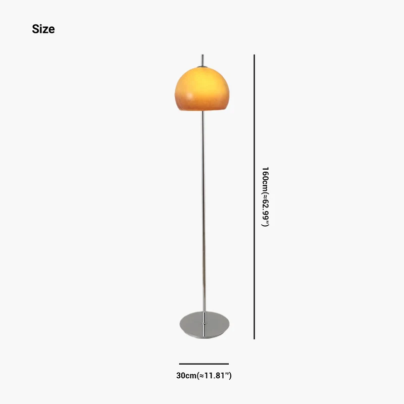 Floor Lamp Retro Bauhaus Mushroom Dome Glass, White / Orange