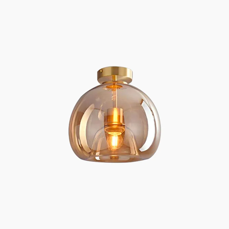 Semi-Flush Mount Ceiling Light Modern Glass Globe, Black / Gold