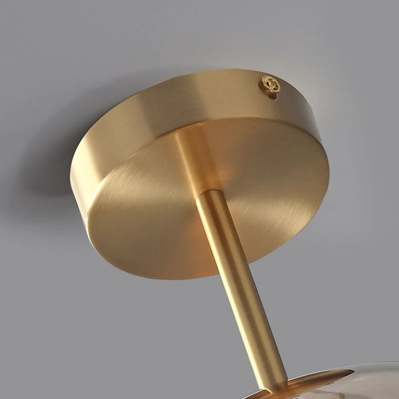Semi-Flush Mount Ceiling Light Modern Glass Globe, Black / Gold