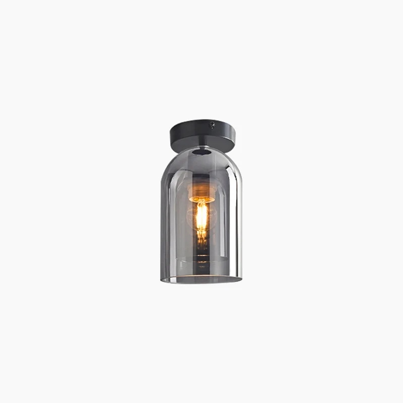 Semi-Flush Mount Ceiling Light Modern Glass Globe, Black / Gold