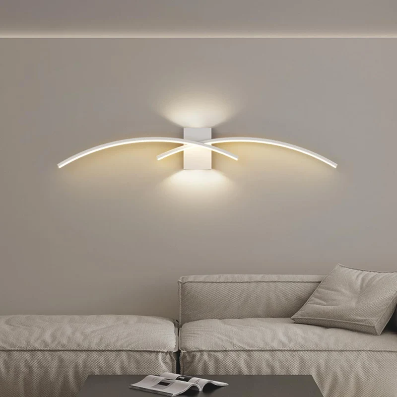 Wall Light Nordic Minimalist Unique Wavy Linear LED, White/Black