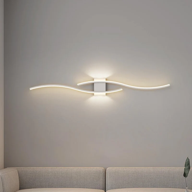 Wall Light Nordic Minimalist Unique Wavy Linear LED, White/Black