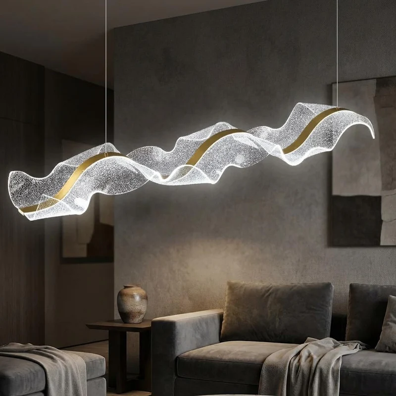 Chandelier Modern Minimalist Luxury Ribbon Acrylic, Gold