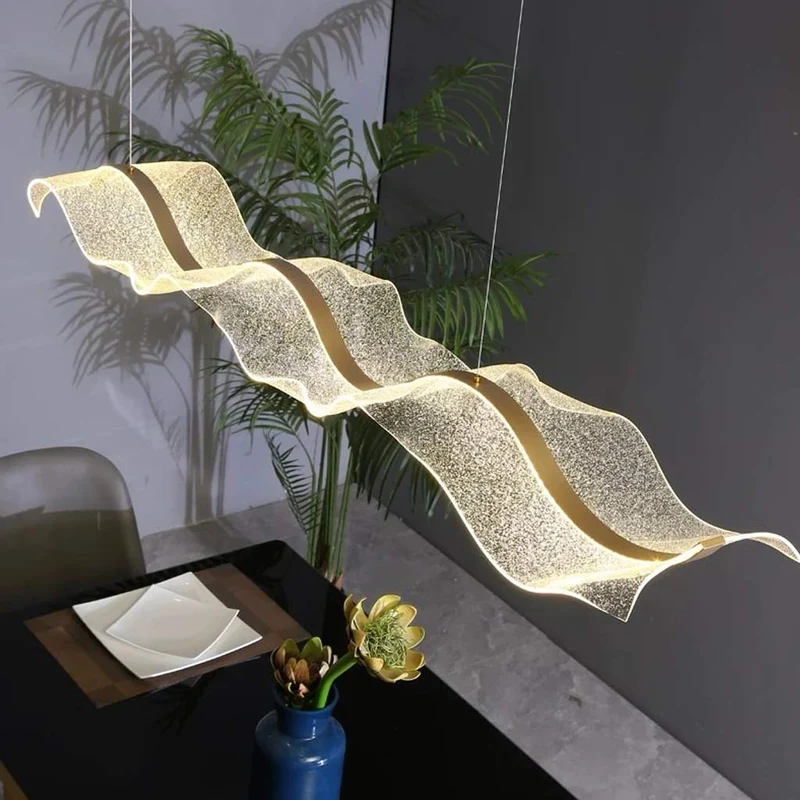 Chandelier Modern Minimalist Luxury Ribbon Acrylic, Gold