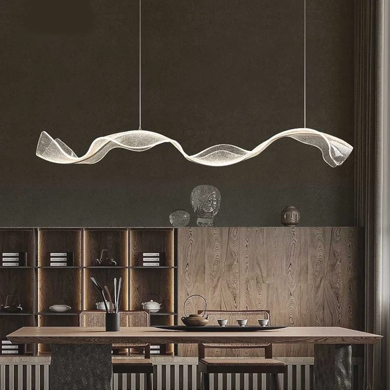 Chandelier Modern Minimalist Luxury Ribbon Acrylic, Gold
