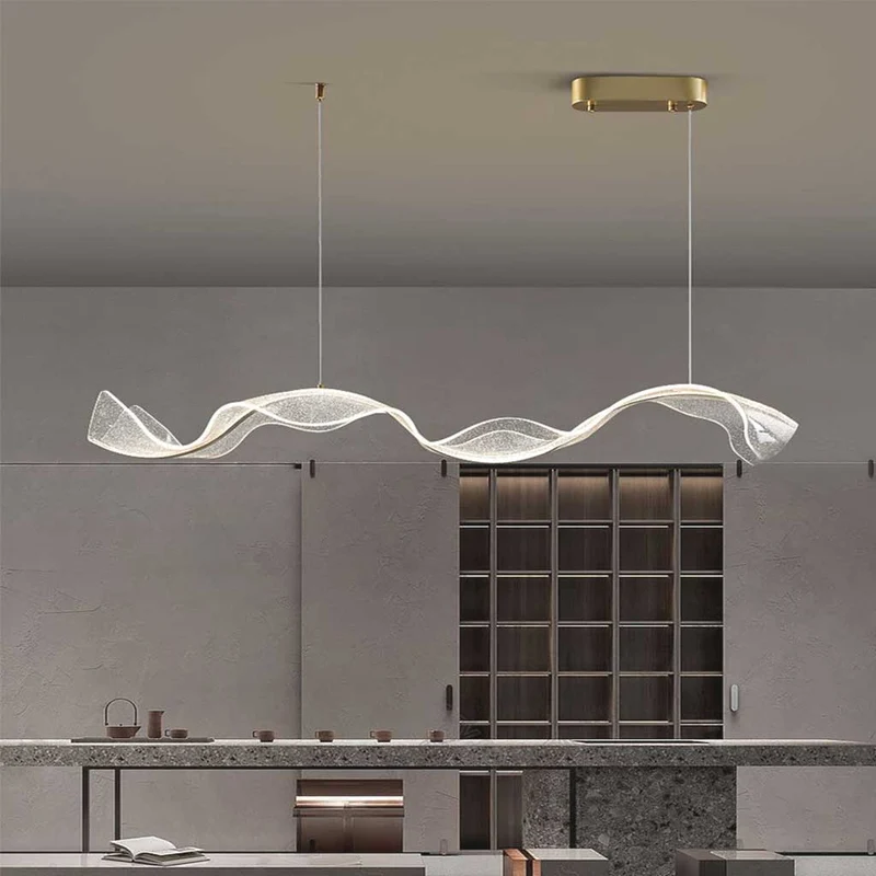 Chandelier Modern Minimalist Luxury Ribbon Acrylic, Gold