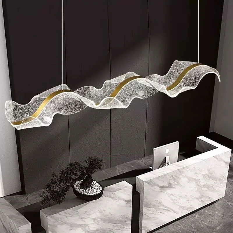 Chandelier Modern Minimalist Luxury Ribbon Acrylic, Gold
