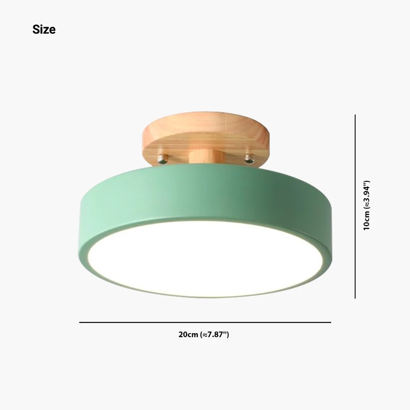 Ceiling Light Semi Flush Mount Nordic Macaron Round LED, Wood