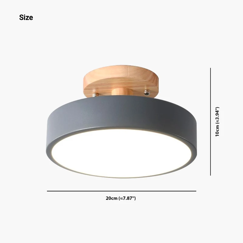 Ceiling Light Semi Flush Mount Nordic Macaron Round LED, Wood