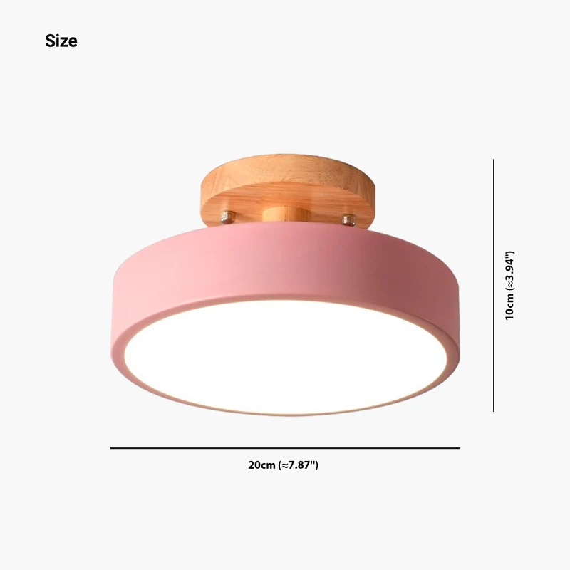 Ceiling Light Semi Flush Mount Nordic Macaron Round LED, Wood