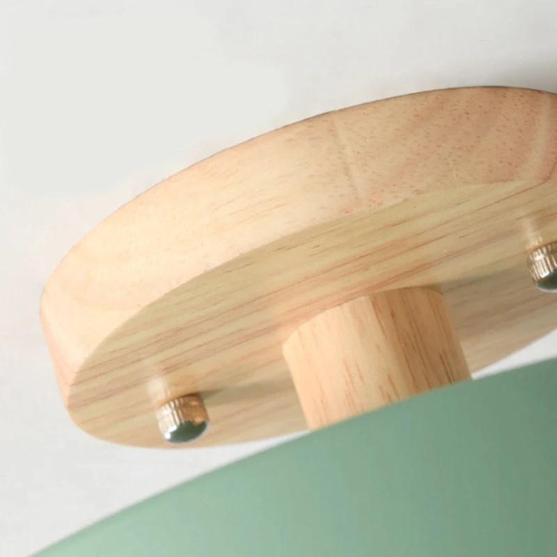Ceiling Light Semi Flush Mount Nordic Macaron Round LED, Wood