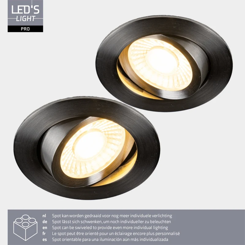 LED Spot 6W 420lm 2700/1800K warmweiß IP54 Nickel - LED's Light Pro