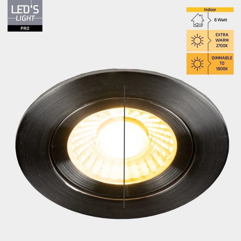LED Spot 6W 420lm 2700/1800K warmweiß IP54 Nickel - LED's Light Pro