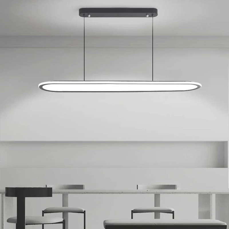 Pendant Light Modern Minimalist Oval Rectangle Bright LED, Black / White