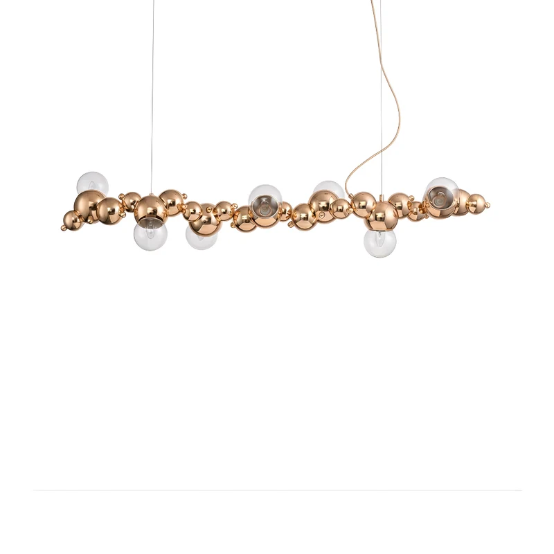 LED-Pendelleuchte aus goldenem Metall mit Blasenglas – Citrona