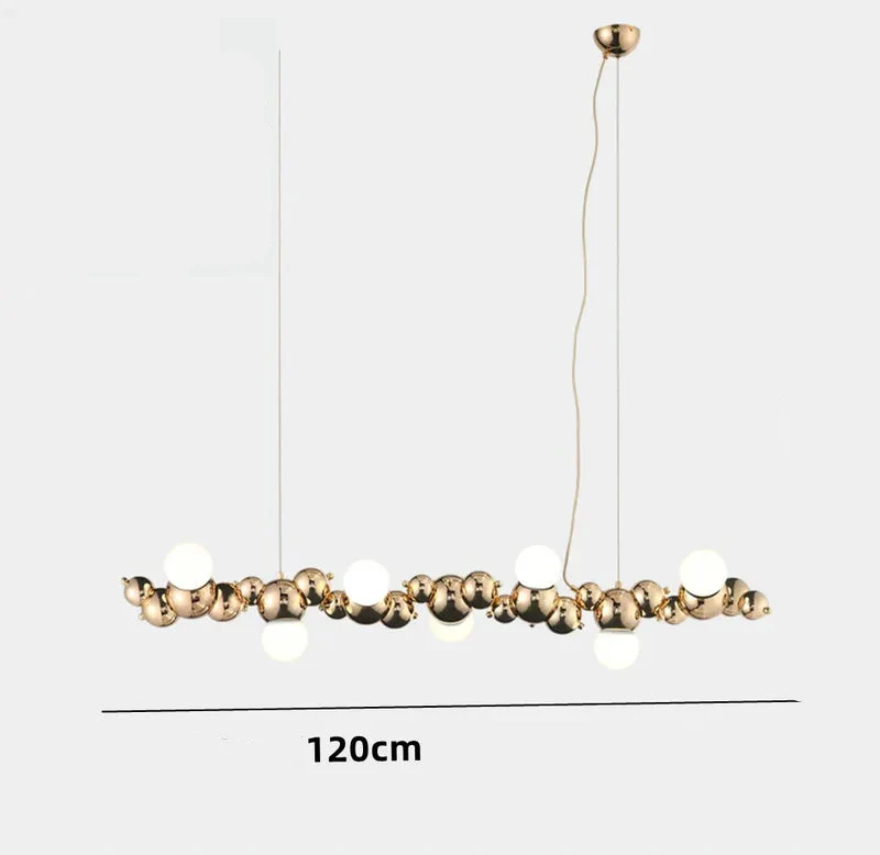 LED-Pendelleuchte aus goldenem Metall mit Blasenglas – Citrona