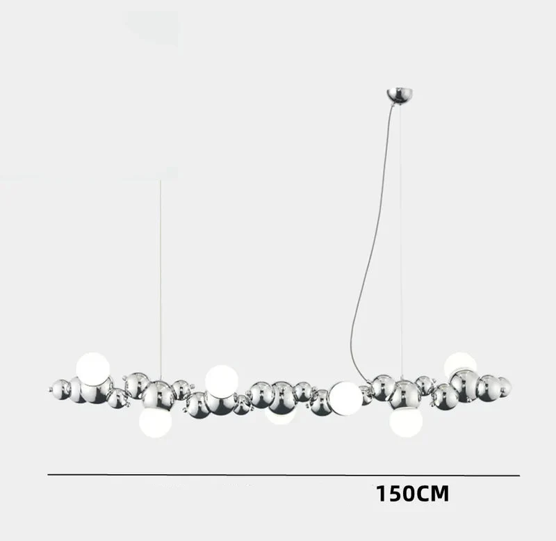 LED-Pendelleuchte aus goldenem Metall mit Blasenglas – Citrona