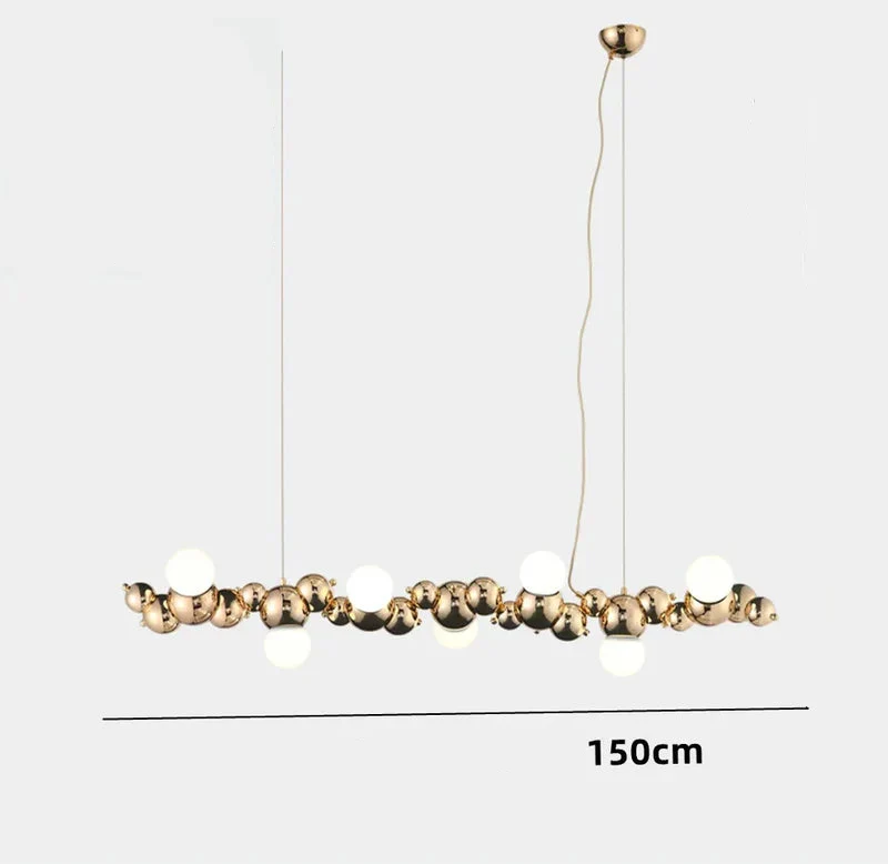 LED-Pendelleuchte aus goldenem Metall mit Blasenglas – Citrona