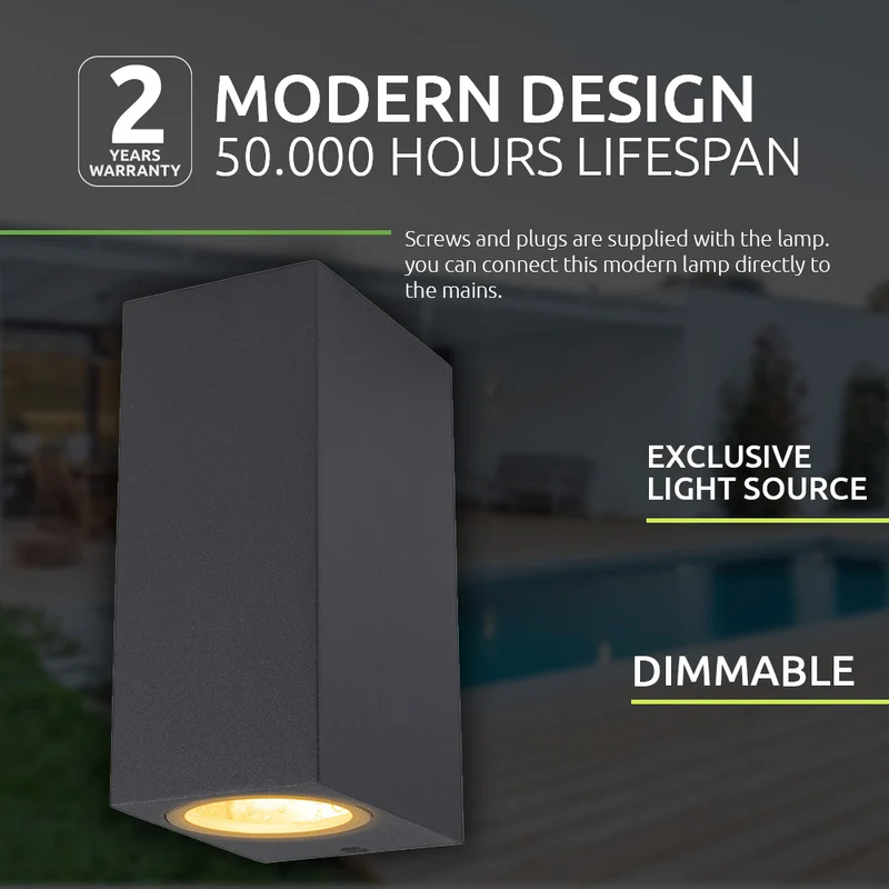LED-Außenstrahler | San Francisco | IP44 | 2x GU10 | Anthrazit